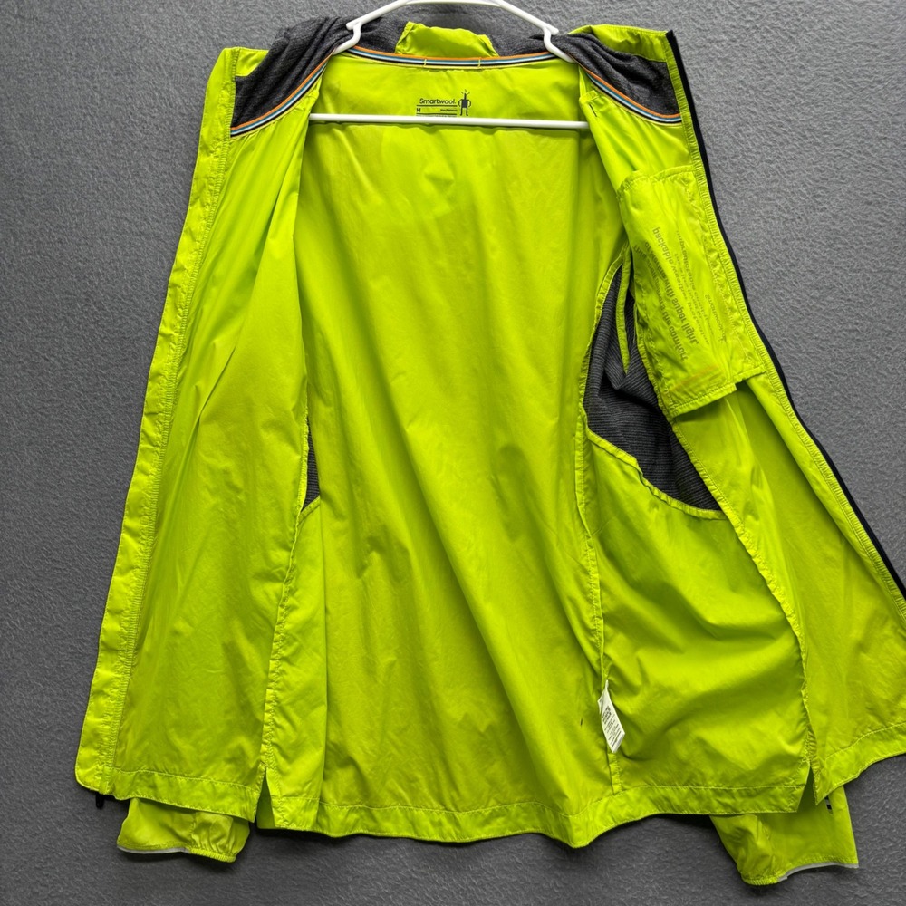 Smartwool Merino Sport Ultra Light Hooded Jacket Lime Green Windbreaker Mens M - Picture 11 of 16